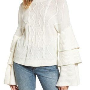 BP. Tiered Sleeve Cable Knit Sweater